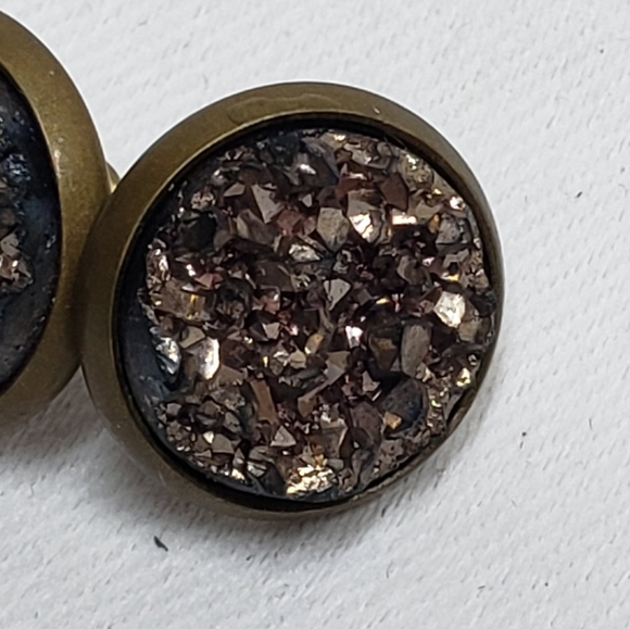 Vintage Rock Crystal Button Earrings - Picture 5 of 8